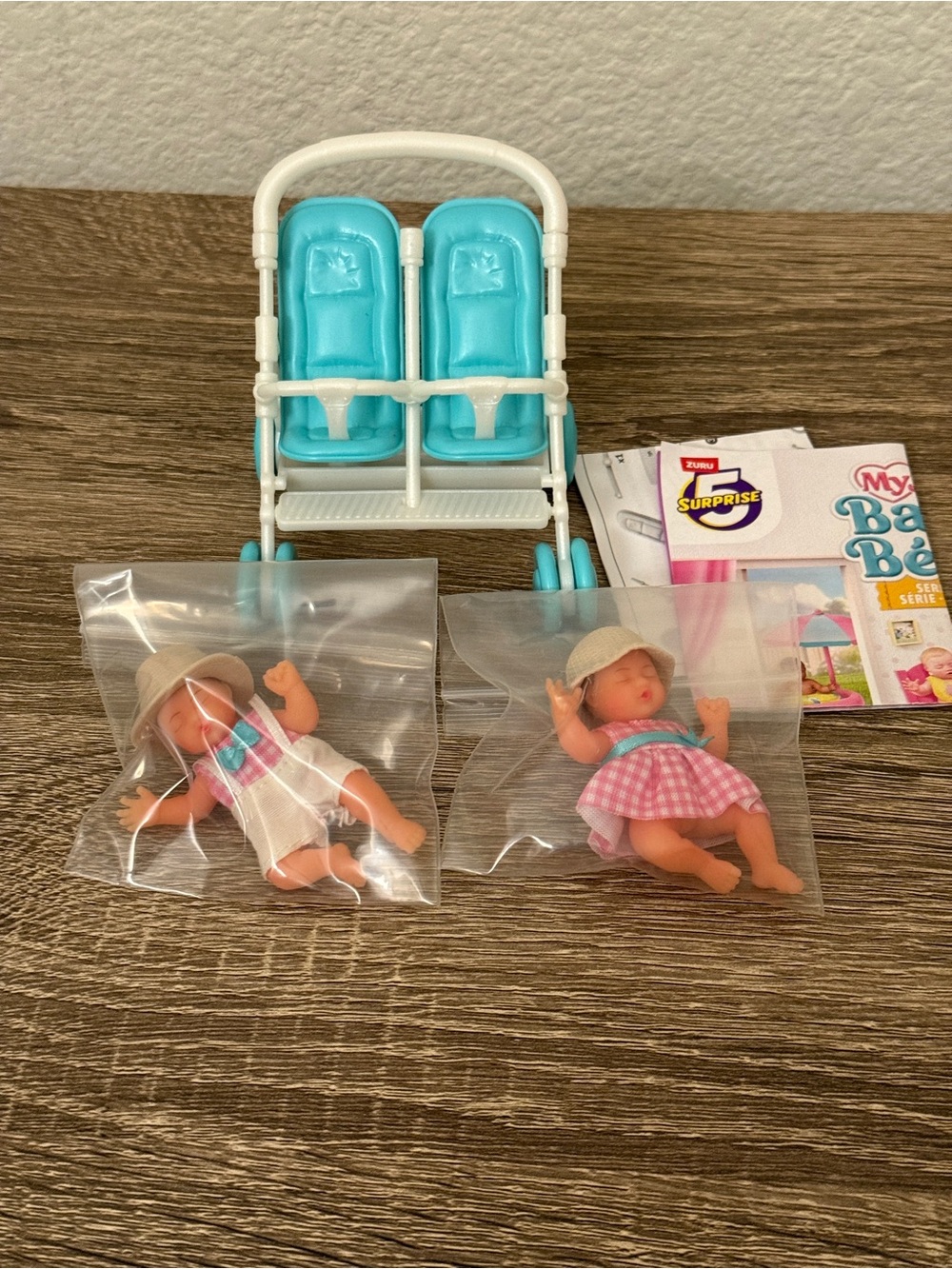 My Mini Baby Series 2 Rare Teal  Stroller Boy + Girl TWINS